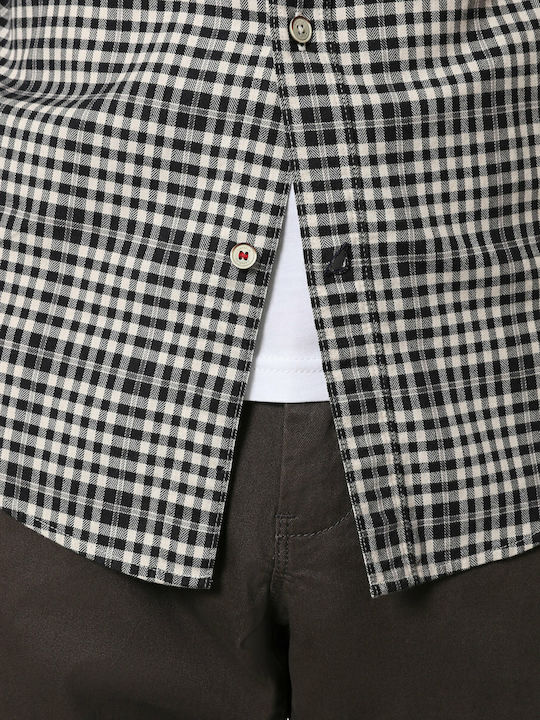 Gemian Long-sleeved Cotton Shirt Checked Navy Blue