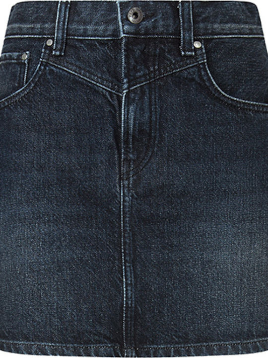Rachel Denim High-waisted Mini Skirt Navy Blue