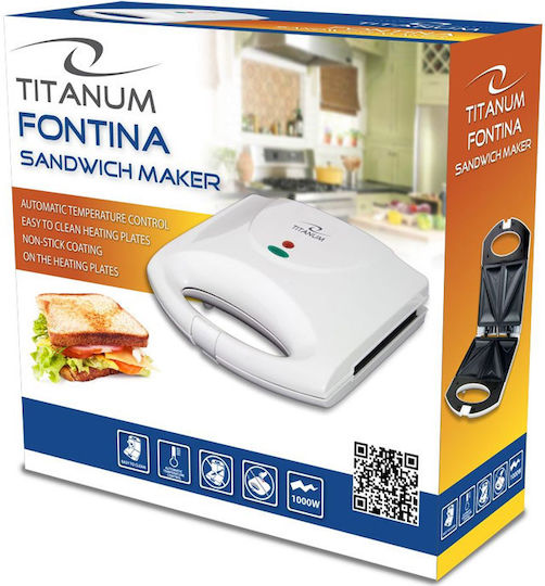 Titanum TKT006W Τοστιέρα για 2 Τοστ 1000W Λευκή
