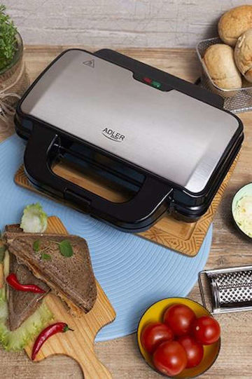 Adler Sandwich Maker for for 2 Sandwiches Sandwiches 1300W Inox