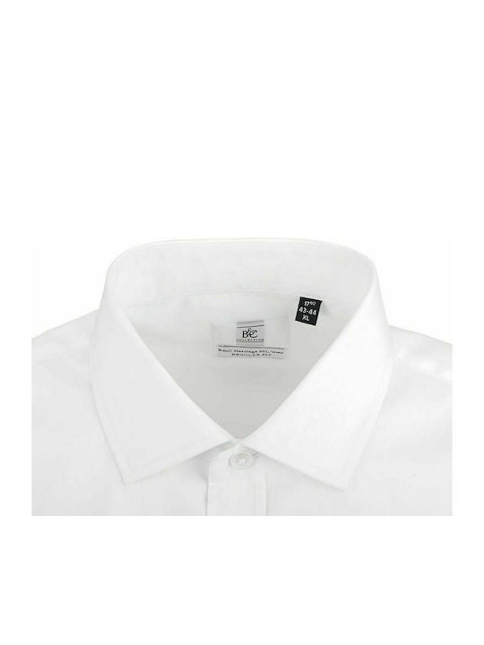 B&C Black Tie Men's Shirt Long Sleeve Cotton White