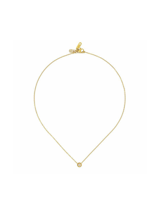 Excite-Fashion Necklace from Gold Plated Steel with Zircon