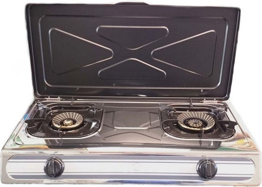 Proton SS06 Επιτραπέζια Εστία Υγραερίου Διπλή Inox