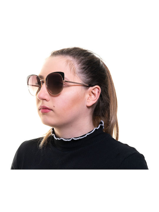 Guess Damen Sonnenbrille mit Gold Metall Gestell und Braun Verlaufsfarbe Linse GU7599 50G