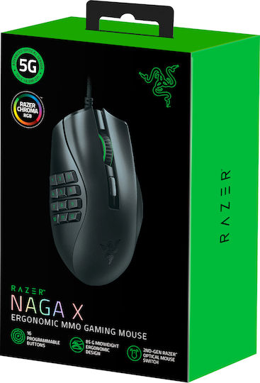 Razer Naga X RGB Gaming Ποντίκι 18000 DPI Μαύρο