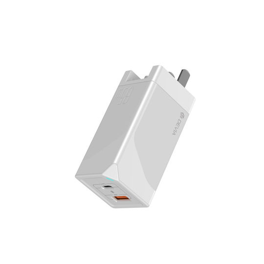 Devia Φορτιστής Χωρίς Καλώδιο GaN με Θύρα USB-A και Θύρα USB-C 65W Power Delivery / Quick Charge 4.0 Λευκός (Extreme Speed DVCH-350573)