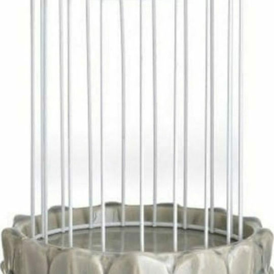 Inart Tabletop Metallic Lantern White - Grey 16x16x38cm