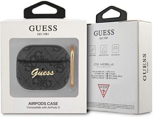 Guess 4G Script Θήκη Πλαστική σε Γκρι χρώμα για Apple AirPods 3