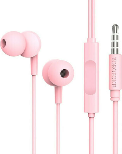 Borofone BM49 In-ear Handsfree με Βύσμα 3.5mm Ροζ