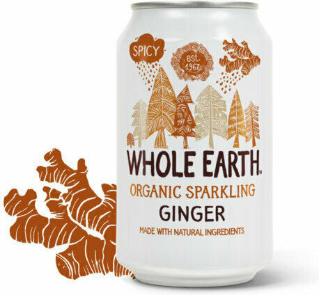 Whole Earth Αναψυκτικό Ginger με Ανθρακικό, Χωρίς Ζάχαρη, Βιολογικό σε Κουτί 330ml