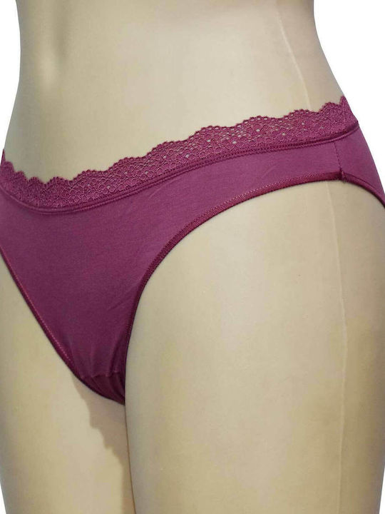 Γυναικεία Slip 2Pack με Δαντέλα Bordeaux/Petrol