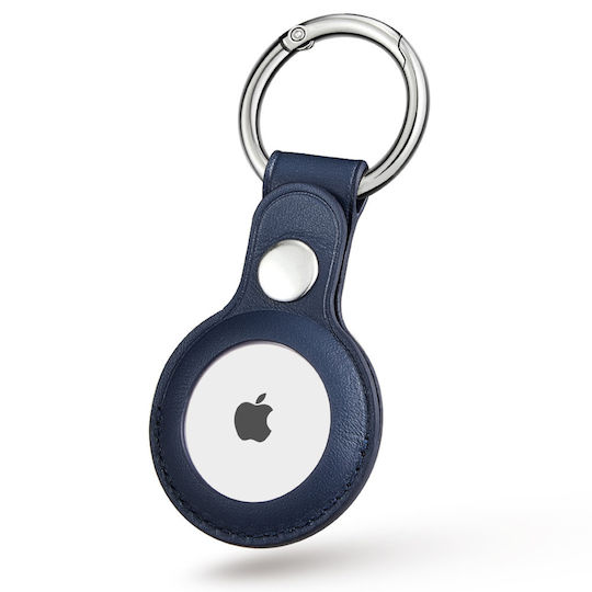 Apple Leather Key Ring Leather Keychain Case for AirTag Baltic Blue