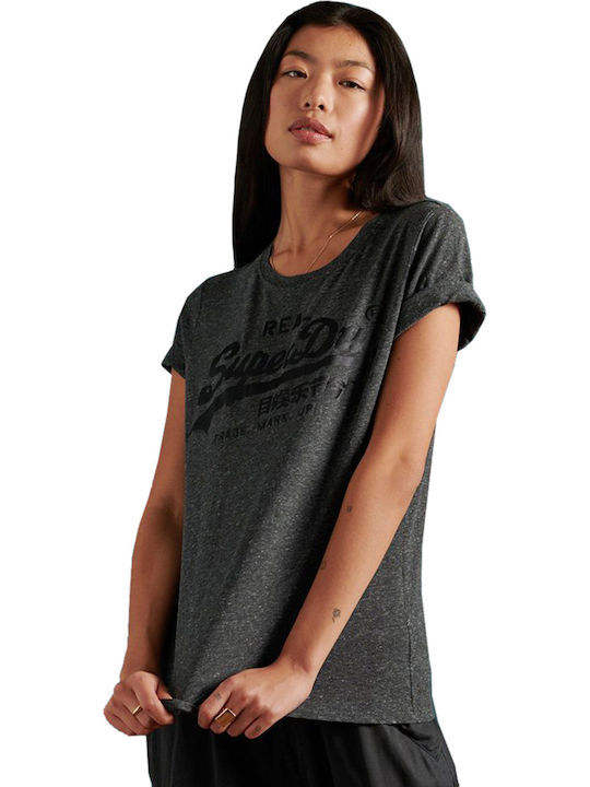 Superdry Vintage Logo Tonal Satin Damen T-Shirt Gray