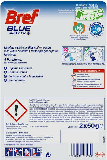 Bref Blue Activ+ Block Toilet with Scent Chlorine 2x50gr