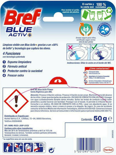 Bref Blue Activ+ Block Λεκάνης με Άρωμα Floral 50gr