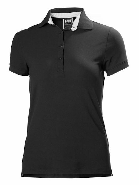 Women's Athletic Polo Blouse Short Sleeve Black