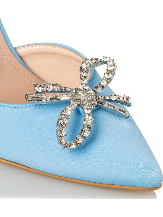 Leather Pointed Toe Stiletto Light Blue High Heels