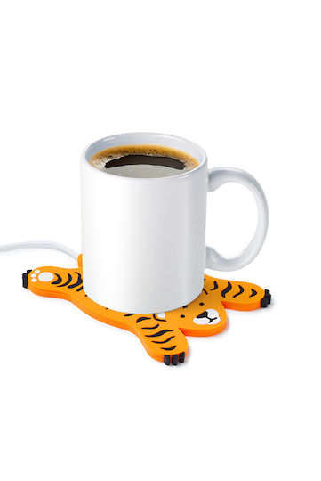 Mustard Sleepy Tiger USB Cup Warmer