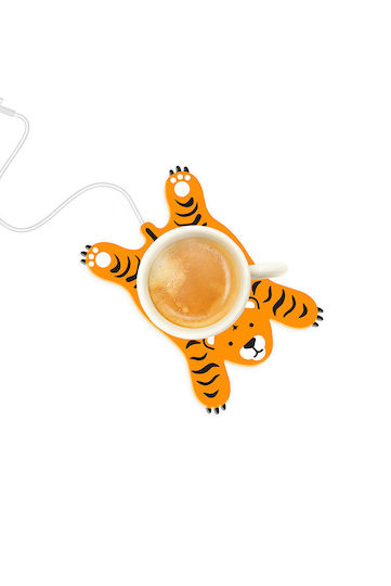 Mustard Sleepy Tiger USB Cup Warmer