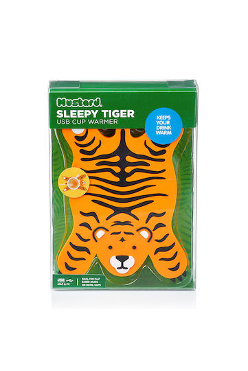 Mustard Sleepy Tiger USB Cup Warmer