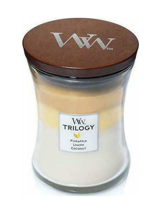 WoodWick Duftkerze Trilogy Vase Gefäß mit Duft Sommerfrüchte Weiß 275gr 1Stück