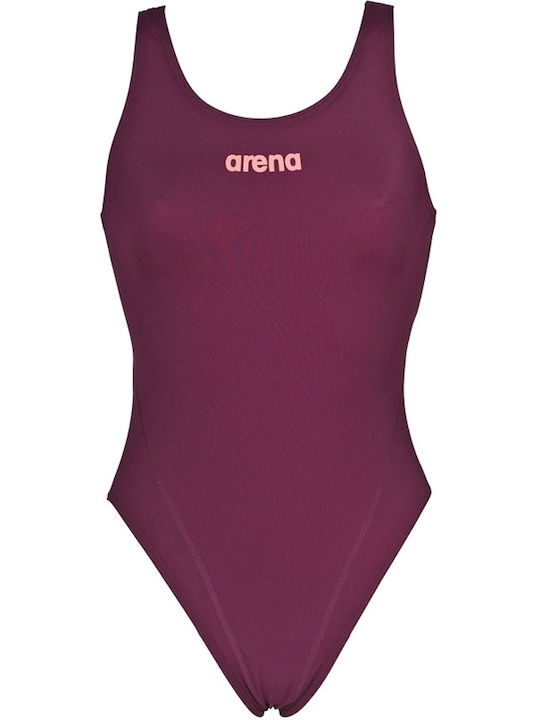 Wide Strap Racerback Activewear Swimsuit Solid Swim Tech High Burgundy