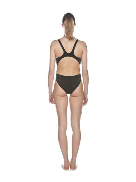 Solid Swim Tech High Athletic One-Piece Swimsuit Black
