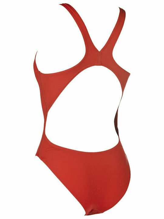 Solid Swim Tech High Athletic One-Piece Swimsuit Red