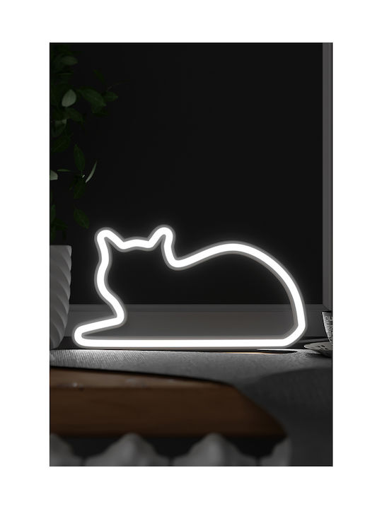 Mustard Cat Decorative Lamp Figure Neon Battery White