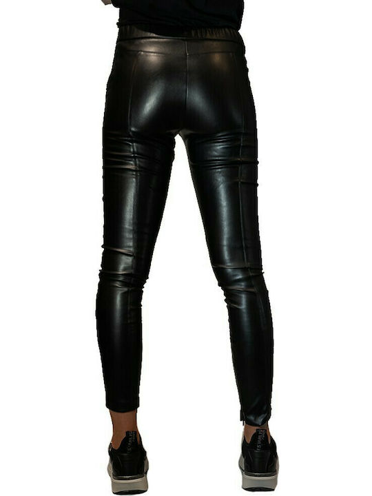 Funky Buddha Women's High-waisted Fabric Trousers in Skinny Fit Black