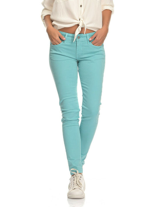 Soho Women's Fabric Trousers Slim Fit Turquoise