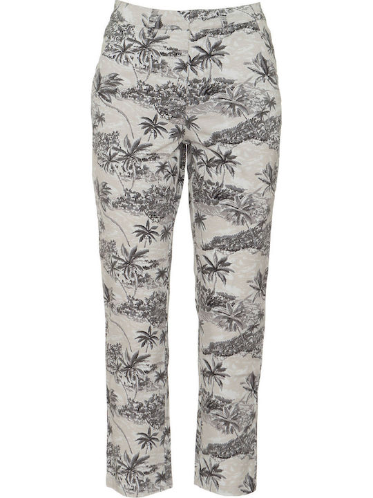 Frochickie Women's High-waisted Fabric Trousers Beige