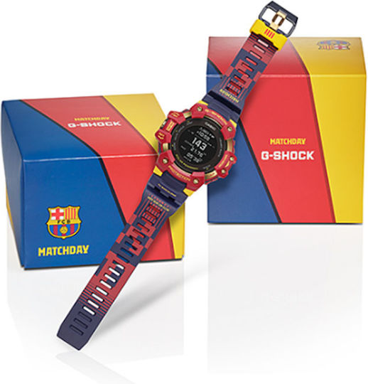 Casio GBD-H1000BAR Limited Edition FC Barcelona 55mm Smartwatch με Παλμογράφο (Μπλε)