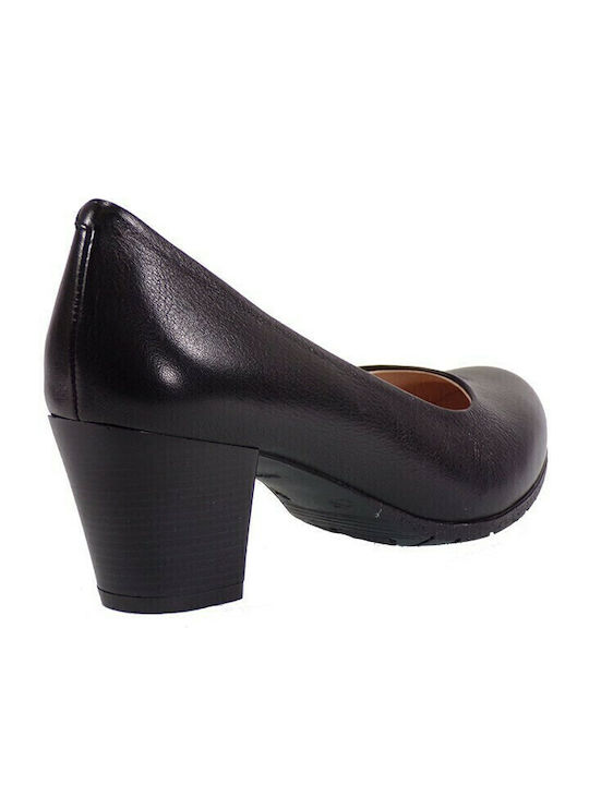 Leather Black Medium Heels
