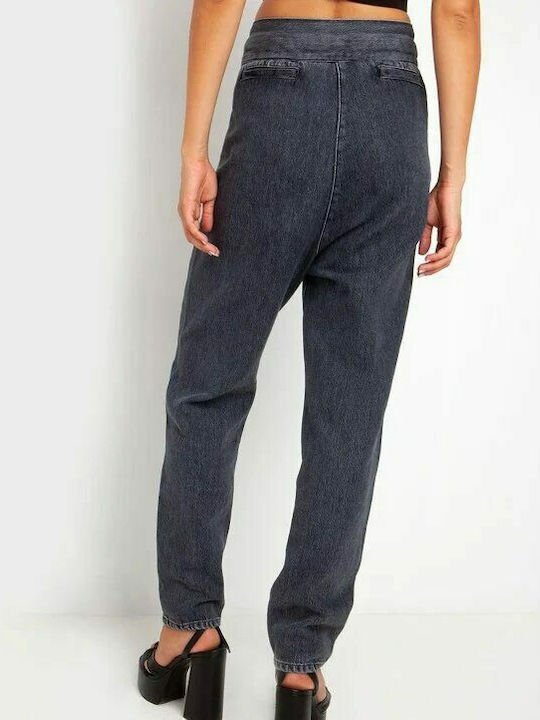 High Waist Women's Jean Trousers in Baggy Line Gray