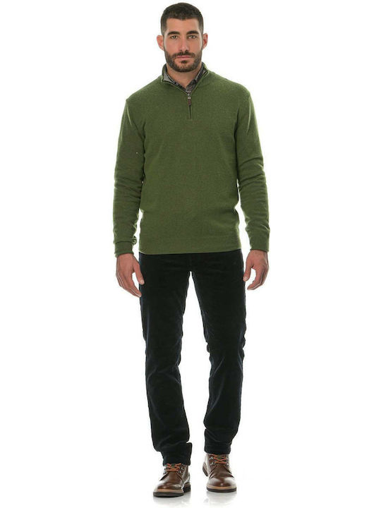 Atelier Cratere Men's Long Sleeve Sweater with Zipper Green