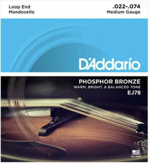 Daddario Satz Phosphor-Bronze Saiten Mandocello Set 8-String Mittelgroß 22 - 74"