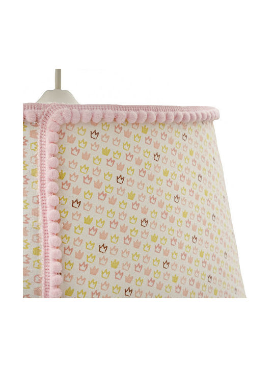 Oxygen Little Crown Single Bulb Kids Lighting Pendant of Fabric with Drive Size E27 Pink