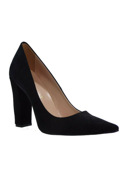 Alessandra Paggioti Suede Pointed Toe Black High Heels