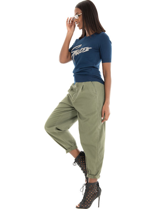 Odetta Damen Sommer Bluse Baumwolle Kurzärmelig Marineblau