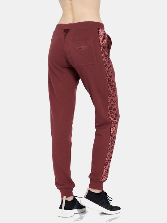 BodyTalk 1212-908900 Women's Jogger Sweatpants Burgundy