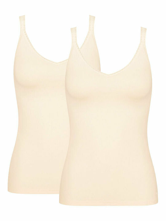 Go H Baumwolle Damen T-Shirts Beige 2Pack