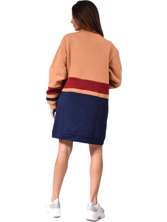 Carmine Sweatshirt Dress Mini Athletic Dress Long Sleeve Beige