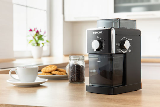 Sencor Ηλεκτρικός Μύλος Καφέ 110W με Χωρητικότητα 180gr και 17 Επίπεδα Άλεσης Μαύρος