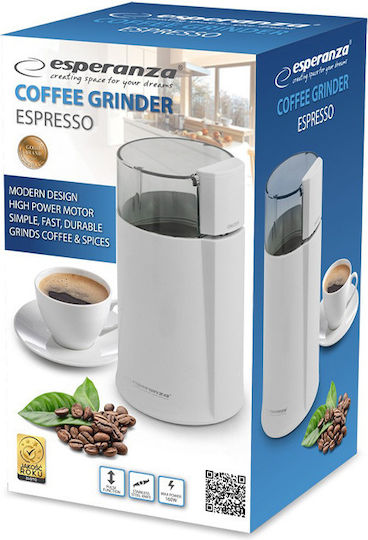 Esperanza Electric Coffee Grinder 160W for 50gr Beans White