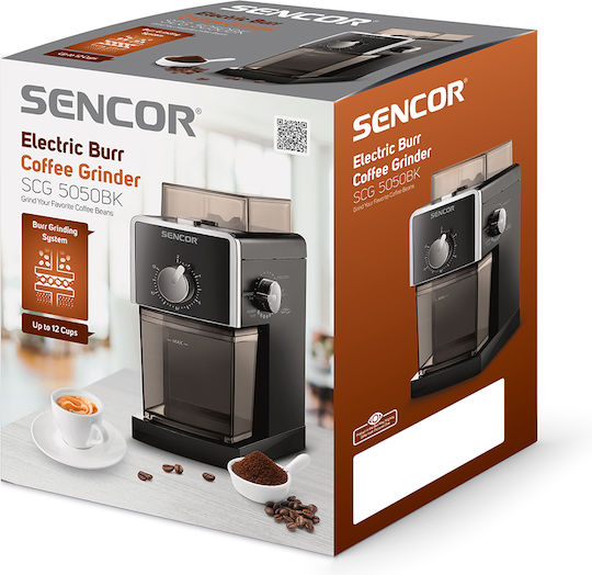 Sencor Ηλεκτρικός Μύλος Καφέ 110W με Χωρητικότητα 180gr και 17 Επίπεδα Άλεσης Μαύρος