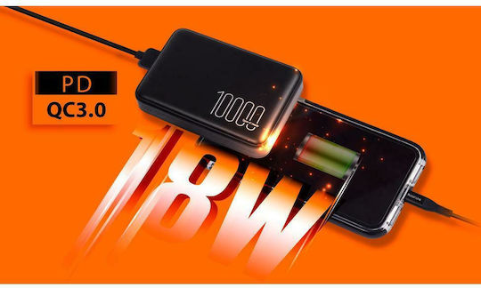 Silicon Power QP70 Power Bank 10000mAh 18W με Θύρα USB-A και Θύρα USB-C Power Delivery Μαύρο