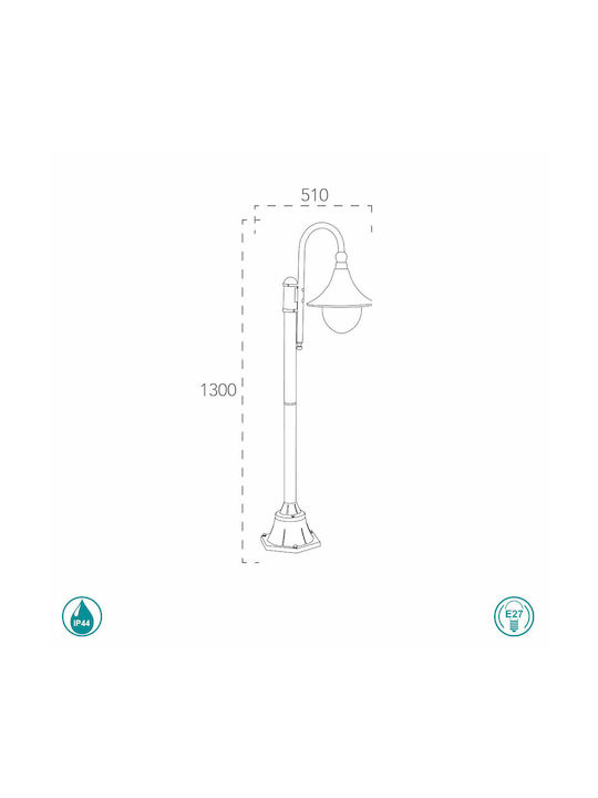 Fan Europe Pavia Outdoor Floor Lamp Small Post 60W IP44 for E27 Socket Black