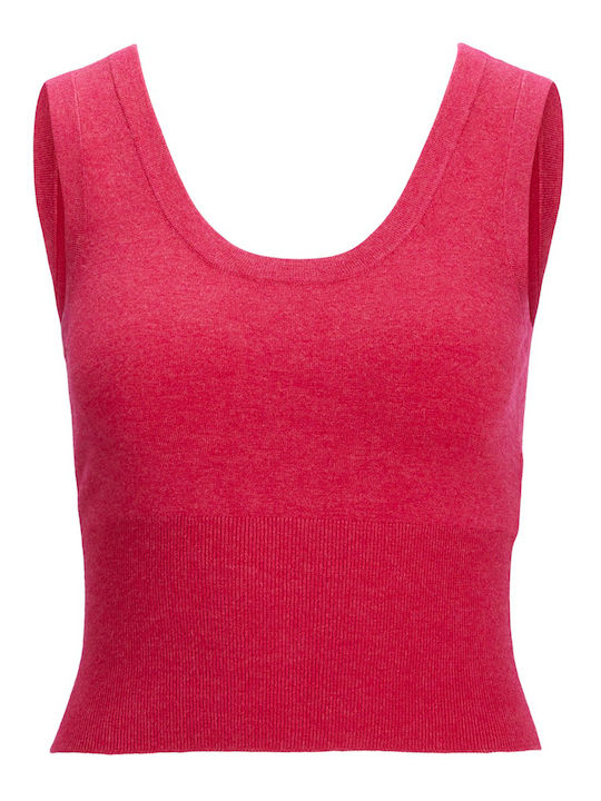 Damen Sommer Crop Top Ärmellos Bright Rose