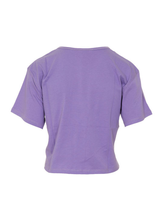 Women's Summer Crop Top Cotton Short Sleeve Lilacc